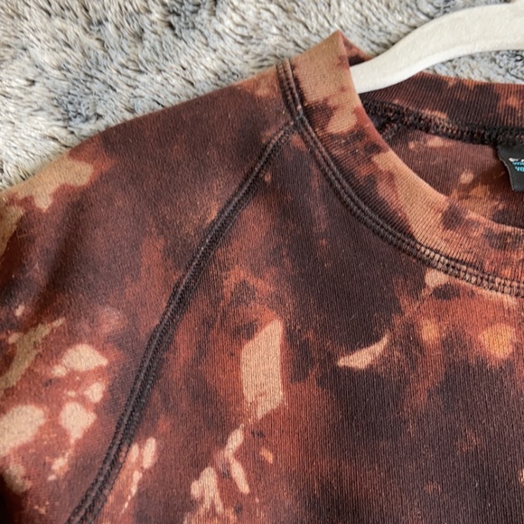 Reverse Tie Dye Bleach Dye Crewneck Crop Vintage - Picture 8 of 16